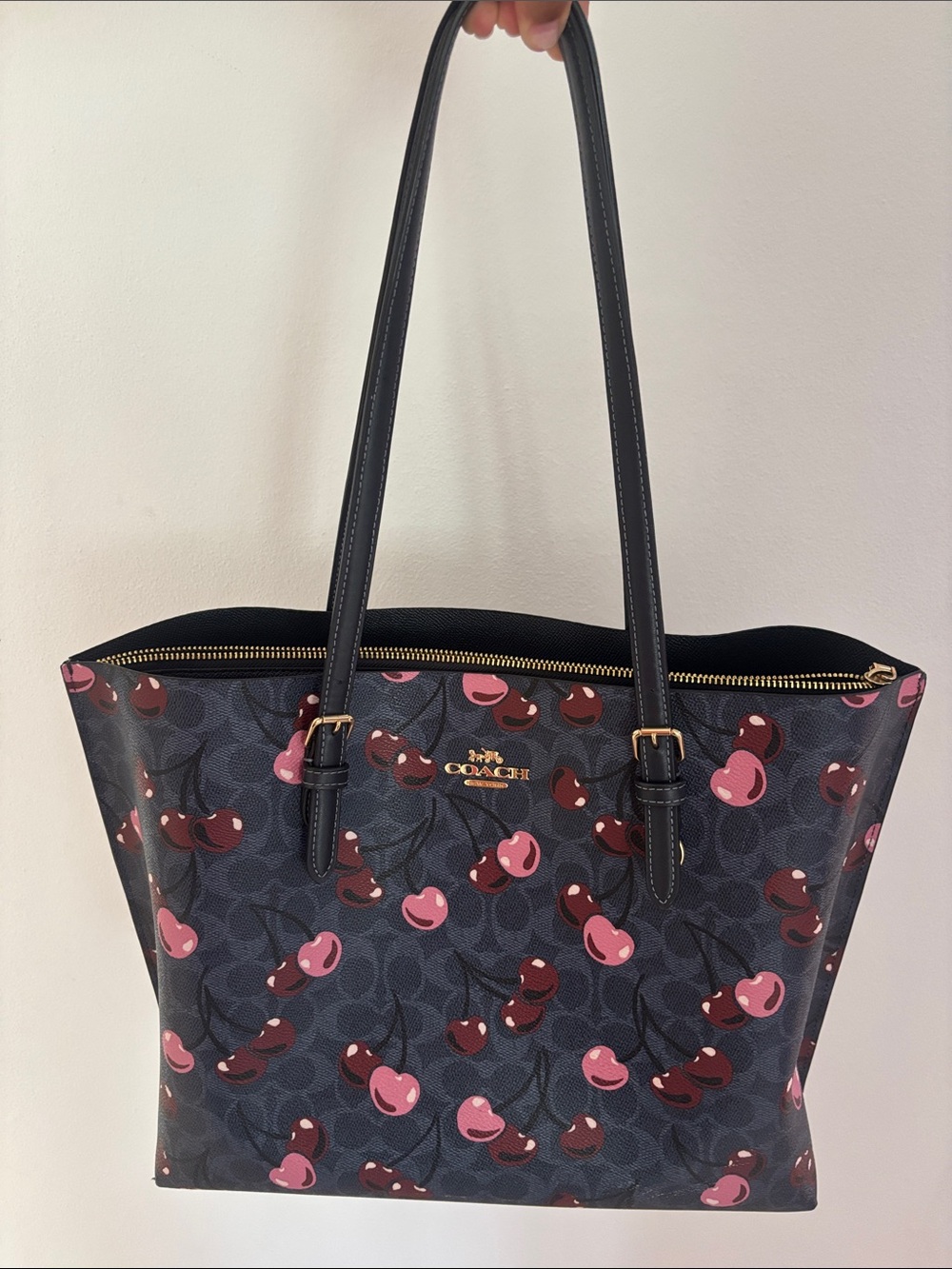 Coach Mollie Tote with Pink and Red Cherry Print